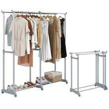 Double Rod Clothes Rack With Extendable Height & Width For Dressing Room, Laundry - A - View 9