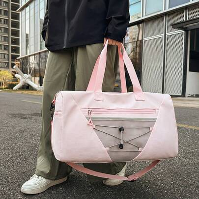 Cylinder Gym Duffel Bag With Front Bungee Cord – Waterproof Sports Bag For Men & Women – Large Capacity Travel Bag For Fitness, Training & Weekend – Adjustable Shoulder Strap, Lightweight & Durable