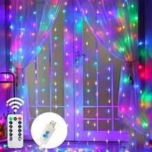 1pc USB Powered Curtain LED String Light, 8 Modes Festive Lighting, Atmosphere Lamp For Indoor Wedding Birthday Party Bedroom Window Living Room Decor (Remote Control Excluded) - USB Curtain Light - View 16