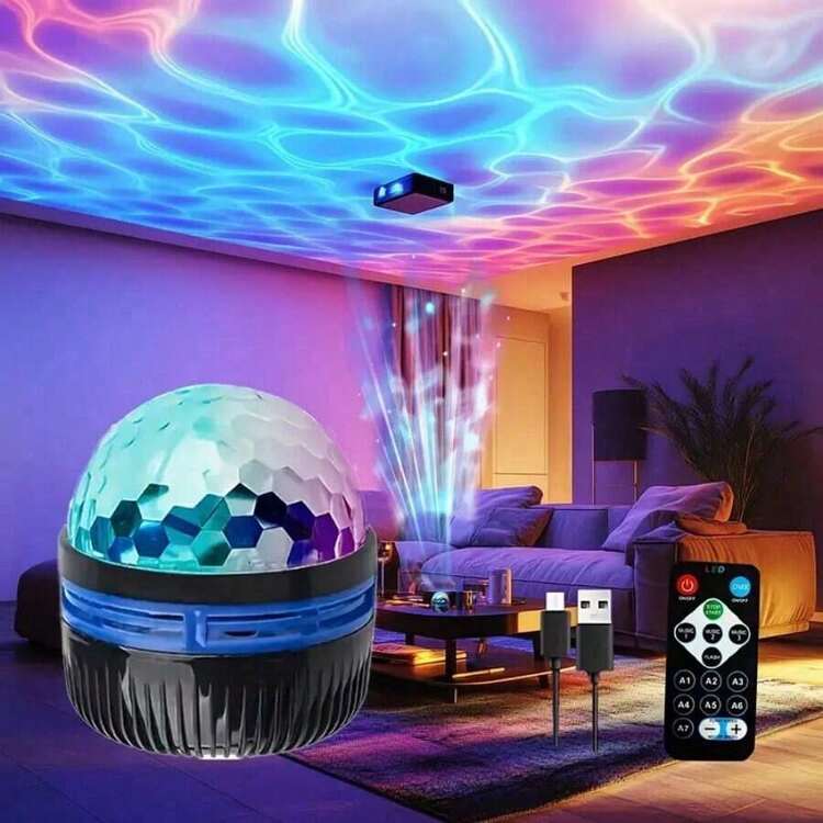 USB Wave Ripple Projector With Ripple Effect, Feels Like Being Surrounded By Waves, Suitable For Toys, Gifts, Birthday Presents, Game Room, Bedroom, Living Room - Multi-color light - View 5