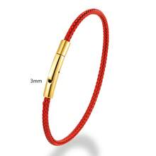 1 chiếc vòng tay bằng dây thép đỏ cổ điển sang trọng, chống thấm nước, trang sức thời trang nam bằng thép titan 3mm-6mm, phụ kiện vòng tay đôi. - Khóa thép không gỉ - Xem 7