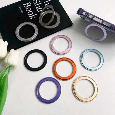 1个360度旋转免指环手机支架，粘性超薄便携式横向/纵向手机支架