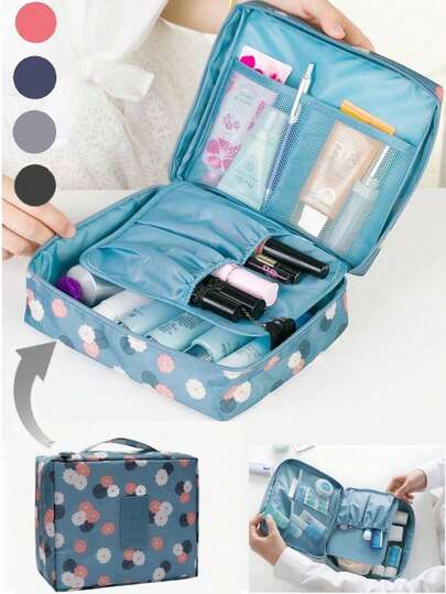 多功能化妆包，大容量化妆品收纳包，浴室洗漱包，化妆刷收纳盒，香水收纳盒，防水收纳袋，适用于收纳洗漱用品、彩色铅笔、眼影刷、卫生巾、口红、化妆刷、眼线笔、唇彩、护肤品、数码产品等，情人节礼物，适合送给母亲、朋友、老师