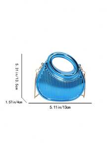 前卫亮片手提包，迷你派对晚宴包，链条单肩包，耳机包，口红盒，零钱包，女士礼物 - 藍色 - 查看 13