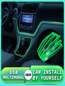 157in/400cm Car Ambient Lighting LED Strip, Automatic Control Lighting Strip For Car Dashboard And Door, Suitable For Car Party, DIY Living Room And Bedroom Ambient Lighting, USB Powered, Button Control - 1PC - View 11
