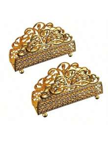 1/2个装 欧式竖款纸巾架 餐厅餐桌餐巾架 金属复古餐厅收纳铁艺餐巾夹 - 彩色 - 查看 10