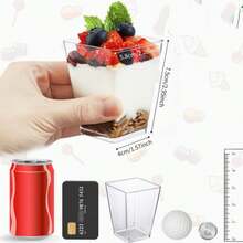 方形慕斯杯，透明甜点杯 - 酸奶杯，冰淇淋布丁杯，适用于圣诞节、万圣节、婚礼、毕业典礼、生日派对和庆祝活动策划 - 完美的派对杯 - 無色 - 查看 10