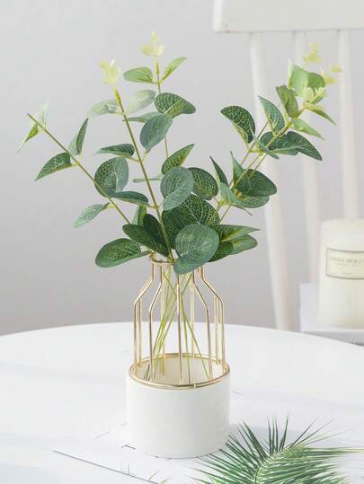 10PCS/30PCS Artificial Plants Eucalyptus Leaves Bride Handheld Flower Material Plastic Flower Potting Accessories Home Decoration Outdoor Garden Window Sill Bathroom Decoration HValentine's Day And New Year Birthday Party Decoration Materials