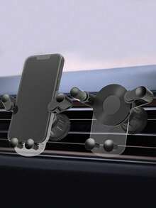 1pc Black Transparent ABS Car Air Vent Navigation Bracket, Universal Gravity Car Phone Holder, Transparent Phone Navigation Bracket - Black - View 5