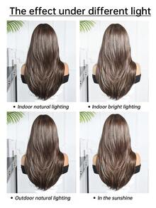 棕色挑染自然层次感假发，优雅长直发假发，适合日常、派对、圣诞节、新年、音乐节、角色扮演、毕业典礼、万圣节、圣诞节等各种场合。 - 挑染棕色 - 查看 10