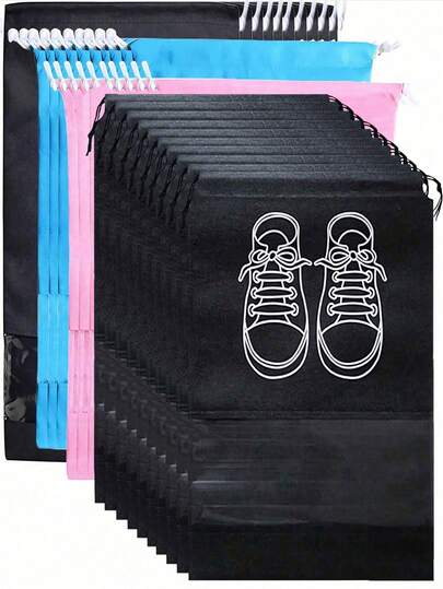 Disposable Non-Woven Drawstring Shoe Covers, Anti-Yellowing Anti-Dust Storage Bags, Moisture-Proof Travel Shoe Bags, Solid Color Dust-Proof Travel Shoe Bags, Shoe Storage Boxes, Shoe Organization Bags, Essential Travel Accessories