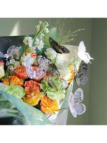 5个逼真的黑白蝴蝶花园插牌，适用于婚礼、家居装饰、庭院、花瓶装饰、主题派对、节日庆典（款式随机） - 多色 - 查看 8