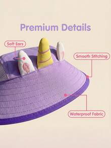 3-8岁儿童夏季防晒帽轻薄速干卡通大帽檐女童沙滩防紫外线颈部遮阳帽 - 1PC - 查看 9