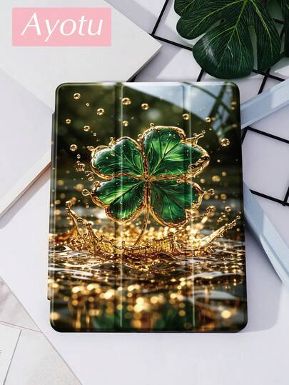 Ayotu 1个四叶草图案和鸡图案平板电脑保护套和Kindle电子书保护套，兼容第10代、11/Air 4/Air 7/9.7英寸，兼容三星Galaxy Tab A9 Plus，Kindle（第11代-2024年发布）（6英寸），Kindle Paperwhite第12代2024，绝佳的节日礼物，时尚简约的图案。