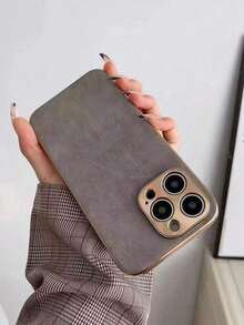 New Business Retro Stick PU Leather Material Compatible With Samsung S22/23/24/25, Compatible With IPhone 11/12/13/14/15/16/17 Pro/Pro Max, High-End Metal Lens Full Coverage Electroplated Phone Case - 藍色 - 查看 6