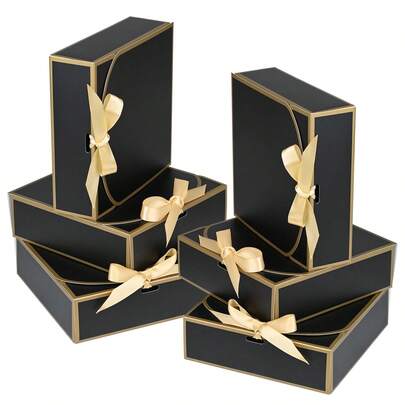 20/10/5/2 Pieces Size 7.8inch*7.8inch*3.15inch/6.5inch*6.5inch*1.96inch Gift Box With Black Lid, White Gift Box, Bridesmaid Proposal Box With White Ribbon For Wedding Gifts, Birthday Gifts, Party Gifts, Decorations, Valentine's Day Gifts, Bridal Gift Boxes