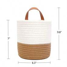 Cesta colgante Cestas para colgar en la pared para organizar Cesta de pared tejida de almacenamiento para colgar Cestas pequeñas de mimbre para decoración de pared Cestas colgantes de 6.3 x 7 - Blanco y marrn - Ver 3