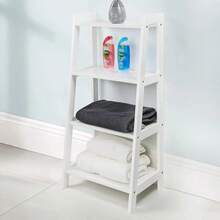 White Display Stand Bookcase Storage Unit 4 Tier Ladder Shelf For Bathroom - Multicolor - View 4