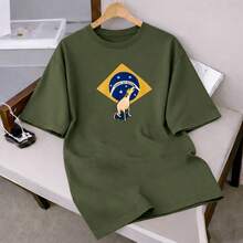 Basic T-Shirt Copa Hexa Caramel Dog Crew Neck 100% Cotton New Release - Verde militar - Ver 7