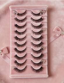 10 Pairs Half Lashes Clear Band Eyelashes Cat Eye False Eyelashes Short Soft 3d Faux Mink Eyelashes Soft Natural Makeup - 黑色 - 查看 9