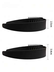 1pc Matte Solid Color 2.5cm Wide 30-Teeth Plastic Headband, Suitable For Daily Wear Beauty Home Hair Accessories Hairband Hair Hoop - Black - View 4