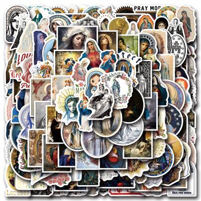 Paquete de 125 pegatinas de la Virgen María | Pegatinas de graffiti coloridas y geniales, pegatinas estéticas de alta calidad para scrapbooking, diarios, portátiles, parachoques, monopatines, botellas de agua, maletas, papel decorativo, refrigeradores, coches, libros de planificación, pegatinas de recompensas