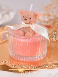 1个可爱小熊蜡烛，萌萌的小熊生日礼物，家居装饰烛台，非常适合情人节、母亲节、室内装饰、毕业礼物和送给女性的礼物。 - 小玻璃小熊 - 查看 8