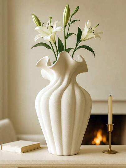 1pc Large French Retro Art Flower Vase, Decorative Vase, Suitable For Living Room/Dining Table Home Decor