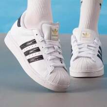 Adidas 三葉草女子新款休閒復古貝殼頭板鞋 - 黑與白 - 查看 3