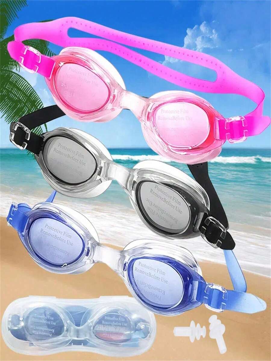 1/3pcs Swimming Goggles, Anti-Fog Clear Lens, Leak-Proof Design, Quick Adjust Strap, Perfect Swimming Accessory, Comfortable Fit For Training & Recreation - 泳鏡 - 查看 1