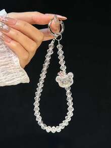 1件夏季水晶钻石小熊手机绳吊坠，ins风奢华可爱包包吊坠女士汽车钥匙扣 - 彩色 - 查看 5