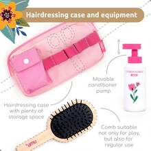 木制化妆玩具套装，适合小女孩角色扮演游戏，逼真的化妆美容玩具套装，适合作为生日礼物 - 彩色 - 查看 5