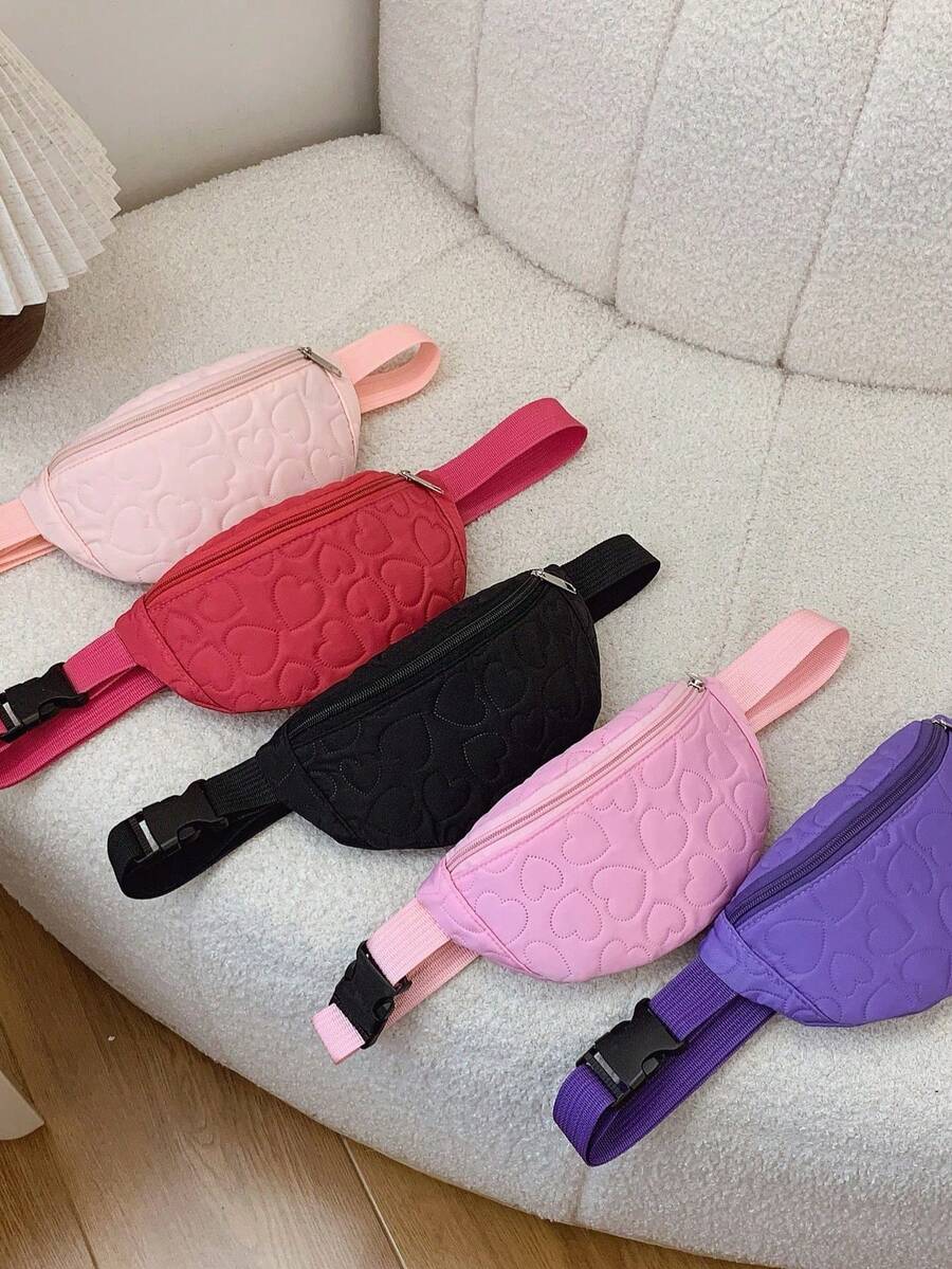 1pc Girl's Heart Embroidered Zipper Closure Shoulder Bag, Fashionable Crossbody Chest Bag Suitable For All Seasons - A - View 1