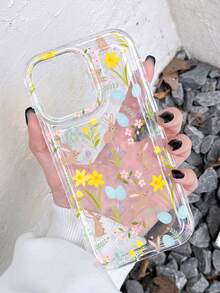 1 pieza Funda de teléfono transparente con airbag, antideslizante, con diseño alegre y lindo de flores, conejo, huevo y corazón, apta para iPhone 11/12/13/14/15/16/17 Pro Max - Multicolor - Ver 3