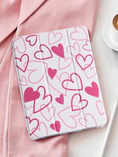 1 件装叠层爱心图案彩绘平板电脑保护套，兼容 Mini4/Mini5/Mini6/Mini7/Air/Air2/9.7/10.2/10.5/Air4/Air5/10.9/Pro 11 英寸/第十代/Air 11 英寸 (M2)-2024/Pro 11 英寸 (M4)-2024/Air 11 英寸 (M3) 2025/(A16) 11 英寸第十一代 2025，Galaxy Tab A8 10.5 英寸 2022。功能：内置笔槽、三折支架、TPU 软边保护、磁吸式睡眠/唤醒、清新/治愈/可爱/趣味/个性化设计。