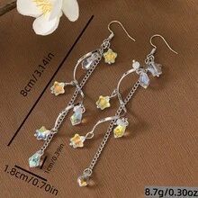 Fashionable Delicate Cute Star Tassel Pendant Earrings, Versatile For Daily, Commute, Casual, Party, Birthday Wear - Silver - View 3