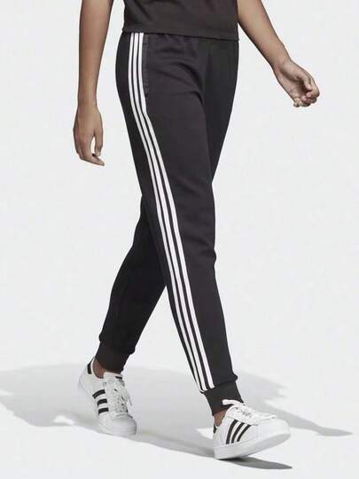  Adidas Originals Cuff Pant Retro Color Block Track Training Pants Women's Black And White