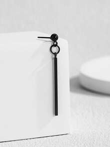 1pc Stainless Steel Bar Pendant Earring, Fashionable Minimalist Design For Men - Long Stick Pendant - View 5
