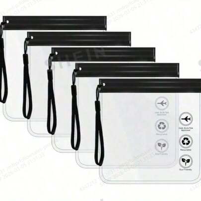 1/5 chiếc Túi đựng đồ trang điểm trong suốt màu đen có khóa kéo, kích thước 20 x 20cm, túi đựng mỹ phẩm trong suốt, vật dụng cần thiết khi đi du lịch, chống rò rỉ chất lỏng, túi đựng mỹ phẩm EVA có thể đóng mở lại, hành lý xách tay, vật dụng cần thiết cho kỳ nghỉ, chống thấm nước, có tay cầm.