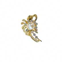 Metal Brooch With Pin, Rhinestones, Pearls, Embellishment For Scarf, Clothing. - 查看 2