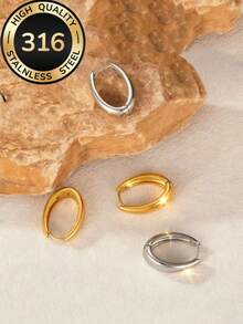 2 đôi khuyên tai vòng tròn dày dặn, chất liệu thép không gỉ cao cấp, mạ vàng 18K, không gây dị ứng và chống gỉ, kiểu dáng tối giản, thanh lịch, đa năng, phù hợp cho công sở, đeo hàng ngày, hẹn hò hoặc dự tiệc, món quà ý nghĩa dành cho phái nữ nhân dịp kỷ niệm hoặc ngày Valentine. - Khóa tai hình bầu dục dày - Xem 7