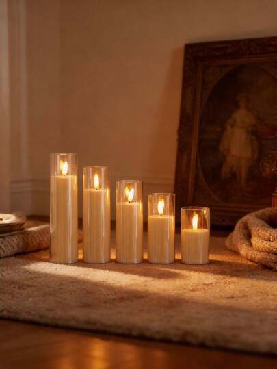 Acrylic Candle Lamp Set, Atmosphere Lighting, Birthday/Housewarming Gift, Luxury Home Decor, Warm Flame Effect, Dining Table/Bedroom Vanity Decoration, Elegant Ambiance Accessory