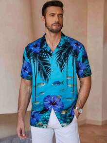Men's Tropical Hawaiian Shirt Casual Coconut Tree Print Short Sleeve Shirt Beach Shirts For Men Tropical Shirts For Men Men Summer Shirts Men Beach Shirts Button Up Tropical Graphic Beach Shirt - p10 - 查看 3