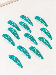 2026 New Arrival Most Popular Blue & Green Water Drop BB Hair Clips, 12pcs/Pack, Suitable For Hairstyle Fixing, Daily Use Or Party Styling - Blue-green - View 4