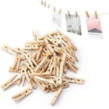 50pcs Mini Photo Clips, 1.4 Inch Small Wooden Clothespins, Suitable For Clothes, Pictures - Wooden Clamp - View 1