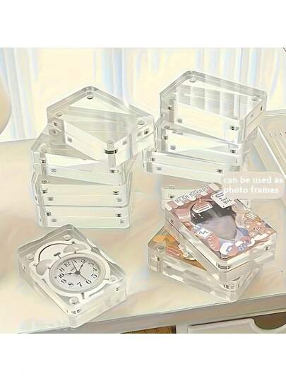 2개 투명 직사각형 아크릴 사진 액자, 고급 편리한 자석 액자, 데스크탑 장식, 사진 클립 PS 유기농 플레이트에 적합