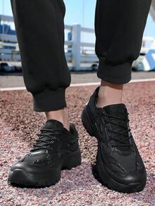 男士时尚百搭运动鞋，透气休闲鞋 - 黑色 - 查看 4