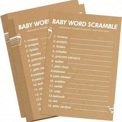 10/30 Pcs Baby Shower Word Puzzle Game Cards, Thick Paper Game Cards, Fun And Entertaining For Guests, Gender Reveal Party And Christening Party Supplies, Baby Shower Game - Baby Shower Word Puzzle Game, The Most Fun Baby Shower Game Ever