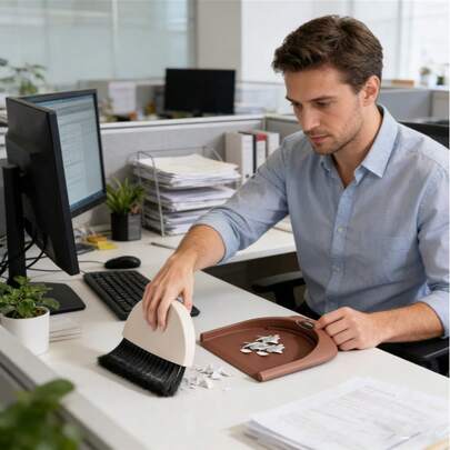 Multi-Color Desktop Hand-Held Broom, Mini Desktop Cleaning Brush, Dustpan & Broom Set, Handheld Sweeper For Office, Home, Vanity, Kitchen Counter Cleaning