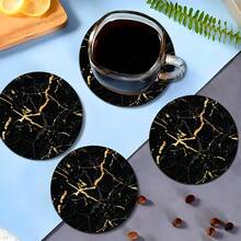 Set de 6 posavasos con patrón de mármol negro, posavasos absorbentes de gel de sílice para tazas de té, vasos de agua, copas de vino, tazas de café, adecuados para el hogar, fiestas, accesorios de cocina, decoración para todas las estaciones - Multicolor - Ver 8